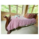 Mahogany Sleigh Bed Frame, Twin Size