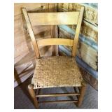 Wood Ladder-Back Chair with Woven Seat