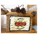 Handwoven Basket with Painted Apple Design
