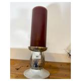 Metal Candle Holder With Red Pillar Candle