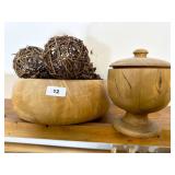 Turned Wooden Bowl and Lidded Vessel Set
