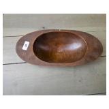 Oval Hand-Carved Wooden Bowl