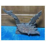 Carved Wooden Bird Sculpture with Intricate Detail