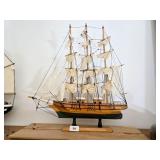 Wooden Sailing Ship Model with Fabric Sails