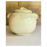 Glazed Ceramic Lidded Jar with Side Handles