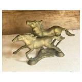 Brass Sculpture of Two Galloping Horses