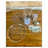 Decorative Glassware, Oil Lamp, Coasters, and Puzz