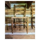 Wooden Ladder-Back Chair with Rush Seat