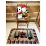 Wood Ladder-Back Chair with Woven Seat