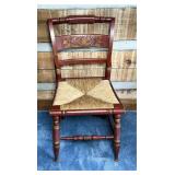 Painted Wood Chair with Rush Seat
