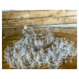 Clear Glass Punch Bowl Set with 24 Cups