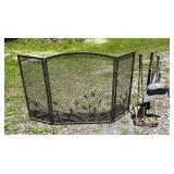 Metal Fireplace Screen and Tools Set