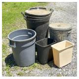 Plastic and Metal Trash Bins