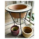 Metal Plant Stand with Ceramic Pots