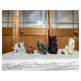 Cat Figurines and Painted Slate
