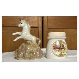 Ceramic Unicorn Figurine and Decorative Jar