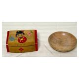 Wooden Trinket Box with Mirror and Small Dish