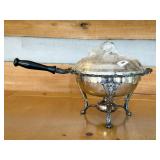 Silver-Plated Chafing Dish with Black Handle