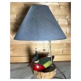 Duck Shaped Wooden Lamp Base with Fabric Shade