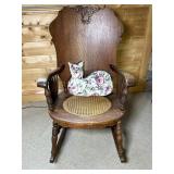 Wood Rocking Chair with Cane Seat