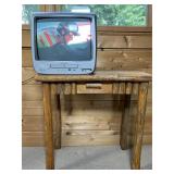 Magnavox CRT TV/DVD Player Combo and Rustic Table