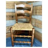 Ladder-Back Wooden Chair with Rush Seat