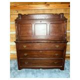 Carved Wood Drop-Front Secretary Desk