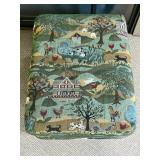Upholstered Ottoman With Countryside Motif