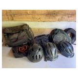 Riding Helmets and Gear Bags