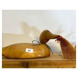 Wooden Duck and Fiber Rooster Decor Set