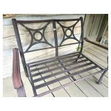 Metal Two-Seater Bench with Decorative Backrest