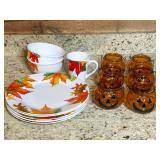 Autumn Leaf Dinnerware and Pumpkin Lantern Set
