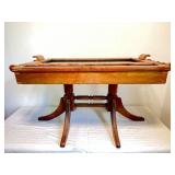 Wooden Glass-Top Display Table with Turned Legs