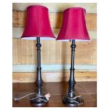 Black Metal Table Lamps with Red Shades