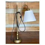 Brass-Tone Desk Lamp with Outlet and USB Ports