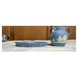 Wedgwood Blue Jasperware Pitcher and Tray