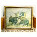 Framed Print of 19th-Century Buffalo Hunt Scene