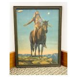 Framed Print of Man on Horseback under Sky