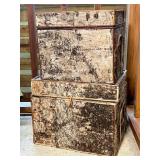 Two Birch-Wrapped Wooden Storage Boxes