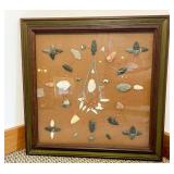 Framed Display of Stone Projectile Points