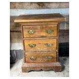 Three-Drawer Wooden Chest with Brass Hardware