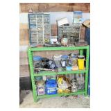Metal Shelf with Hardware, Tools, and Containers