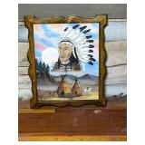 Framed Native American Themed Oil Painting