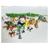 Toy Figures, Blocks, Marbles, and Fence