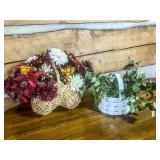 Decorative Woven Baskets with Faux Florals