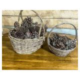 Wicker Baskets With Pine Cone Fill