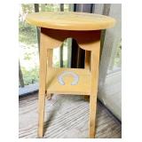 Wooden Stool With Painted Horse Motif