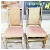 Rustic Wooden Frame Chairs with Upholstery