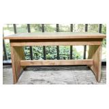 Rectangular Wooden Bench With Crossbar Support