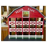 Wooden Red Barn Toy Display with Painted Details